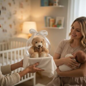 Alternative view of Ciepłe powitanie Zestaw Prezentowy – kocyk, miś w balonie i zawieszka do smoczka