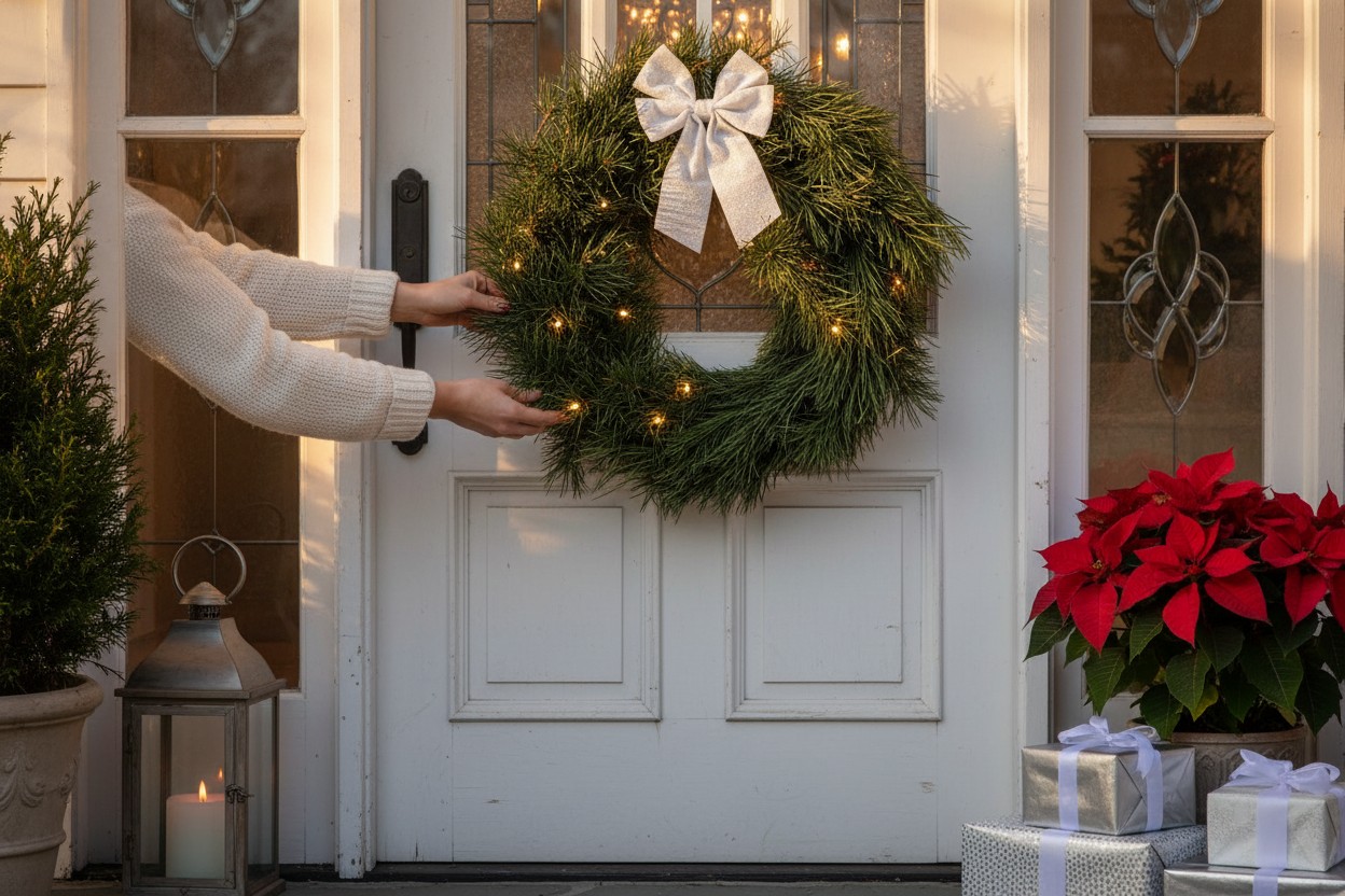 Zimowy Szept Lasu – wianek z prawdziwego igliwia - obrazek 3