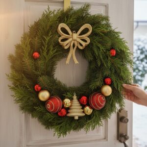 Alternative view of Zimowy Szept Lasu – wianek z prawdziwego igliwia