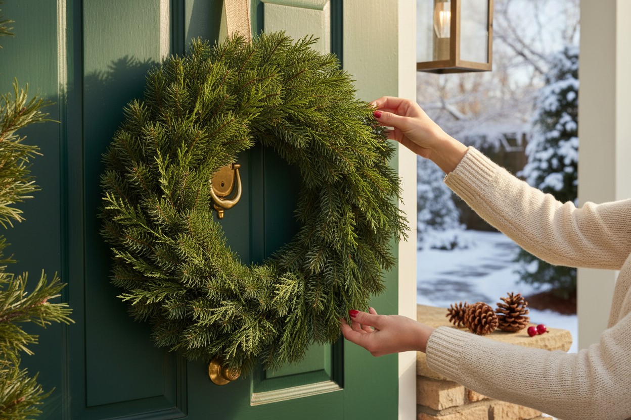 Zimowy Szept Lasu – wianek z prawdziwego igliwia - obrazek 4