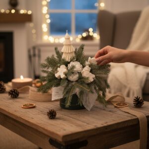 Alternative view of Zimowa Opowieść – świąteczny flowerbox ze świecowych kwiatów